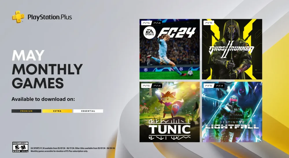 Ежемесячные игры PlayStation Plus за май: EA Sports FC 24, Ghostrunner 2, Tunic, Destiny 2: Lightfall