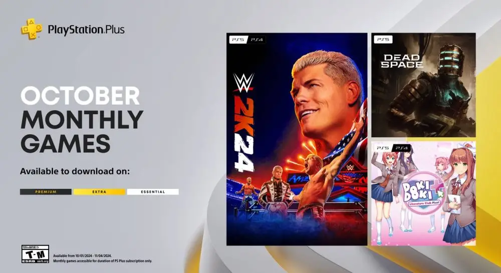 Ежемесячные игры PlayStation Plus за октябрь: WWE 2K24, Dead Space, литературный клуб Doki Doki Plus!
